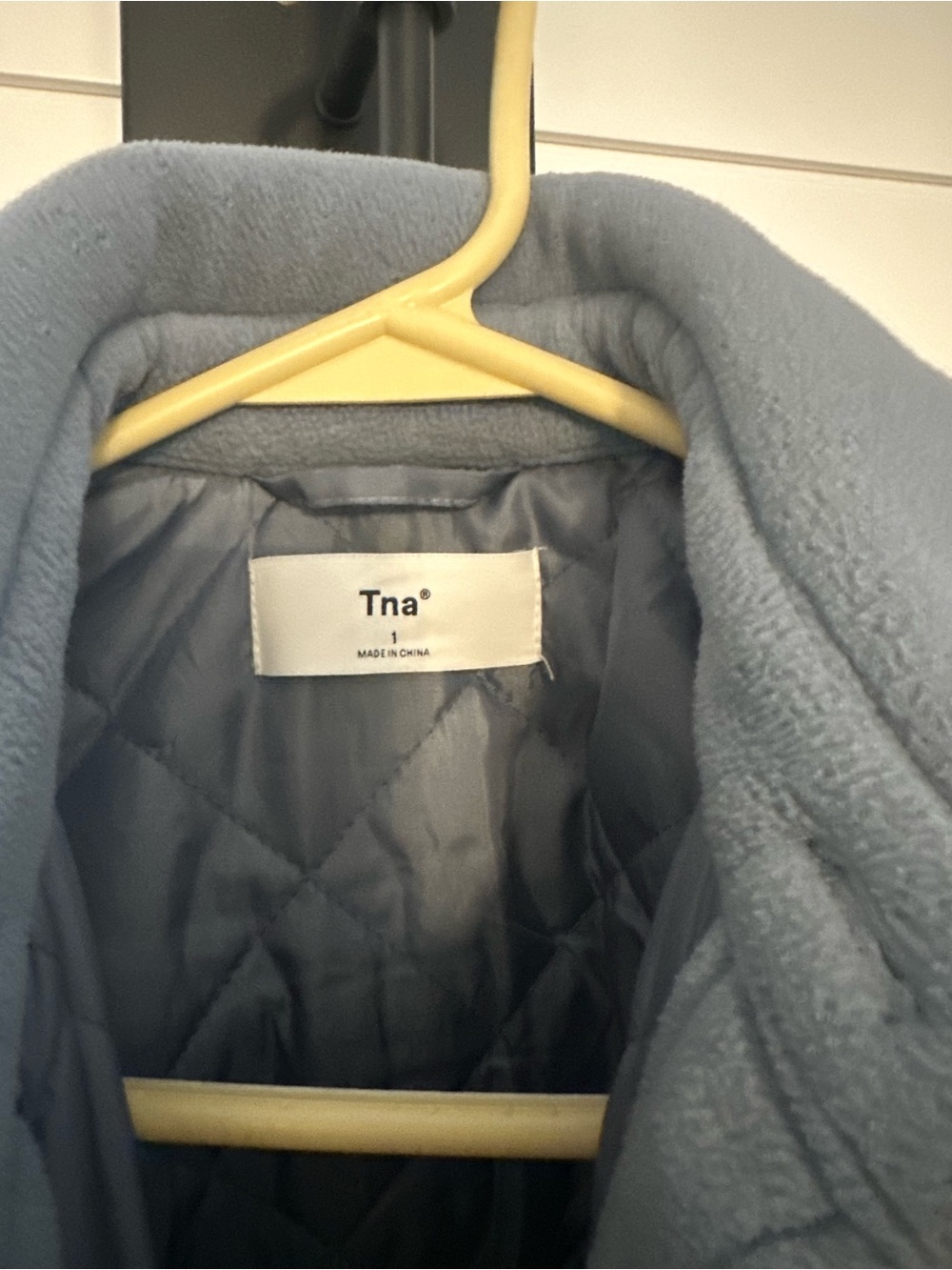 TNA Quilted Lined Fleece Shacket in Light Blue - Picture 3 of 5